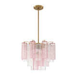 Grace 4 Light Mini Chandelier 18", Brass with Blush Glass