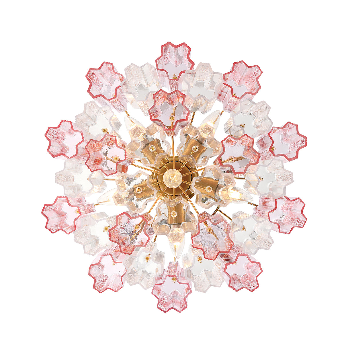 Grace 4 Light Mini Chandelier 18", Brass with Blush Glass