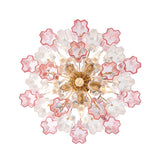 Grace 4 Light Mini Chandelier 18", Brass with Blush Glass