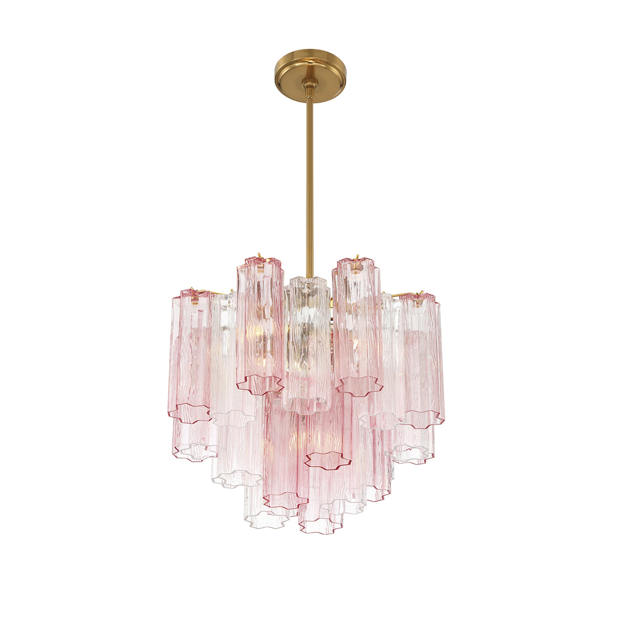 Grace 4 Light Mini Chandelier 18", Brass with Blush Glass