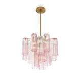 Grace 4 Light Mini Chandelier 18", Brass with Blush Glass