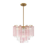 Grace 4 Light Mini Chandelier 18", Brass with Blush Glass