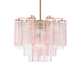 Grace 4 Light Mini Chandelier 18", Brass with Blush Glass