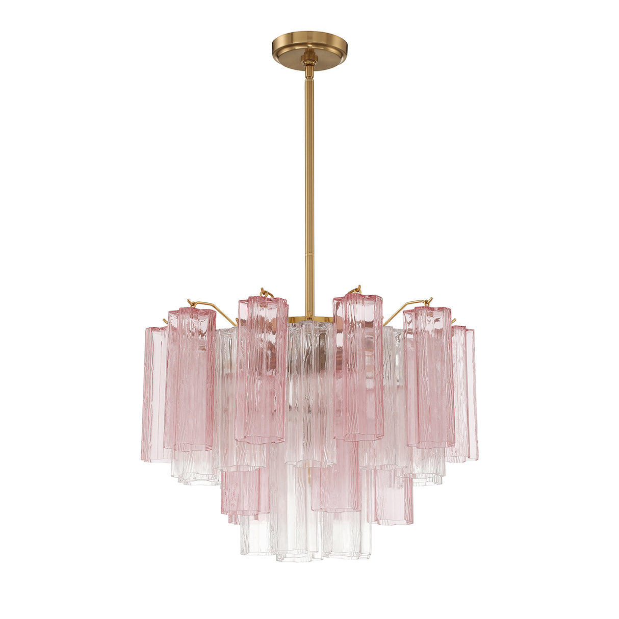 Grace 6 Light Chandelier 20", Brass with Blush Glass