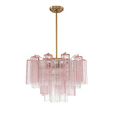 Grace 6 Light Chandelier 20", Brass with Blush Glass