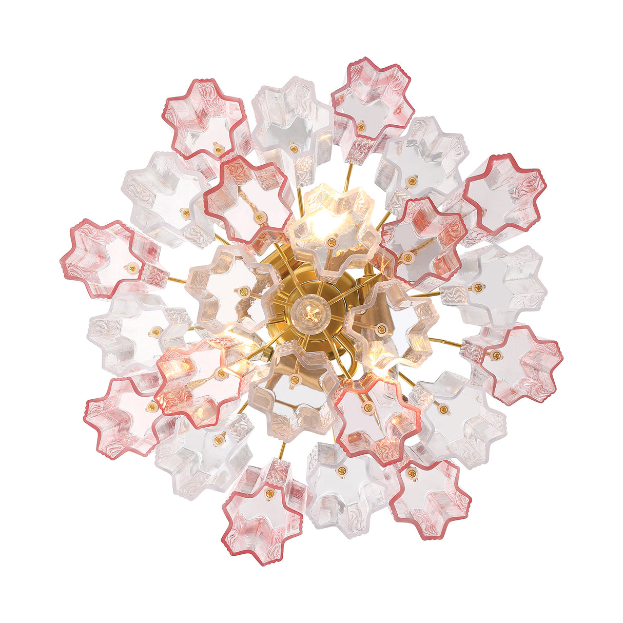 Grace 6 Light Chandelier 20", Brass with Blush Glass