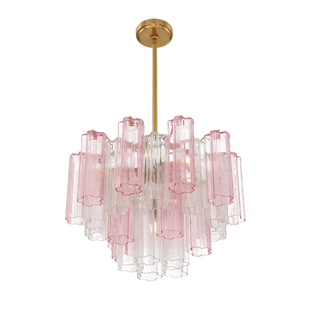 Grace 6 Light Chandelier 20", Brass with Blush Glass