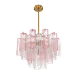 Grace 6 Light Chandelier 20", Brass with Blush Glass