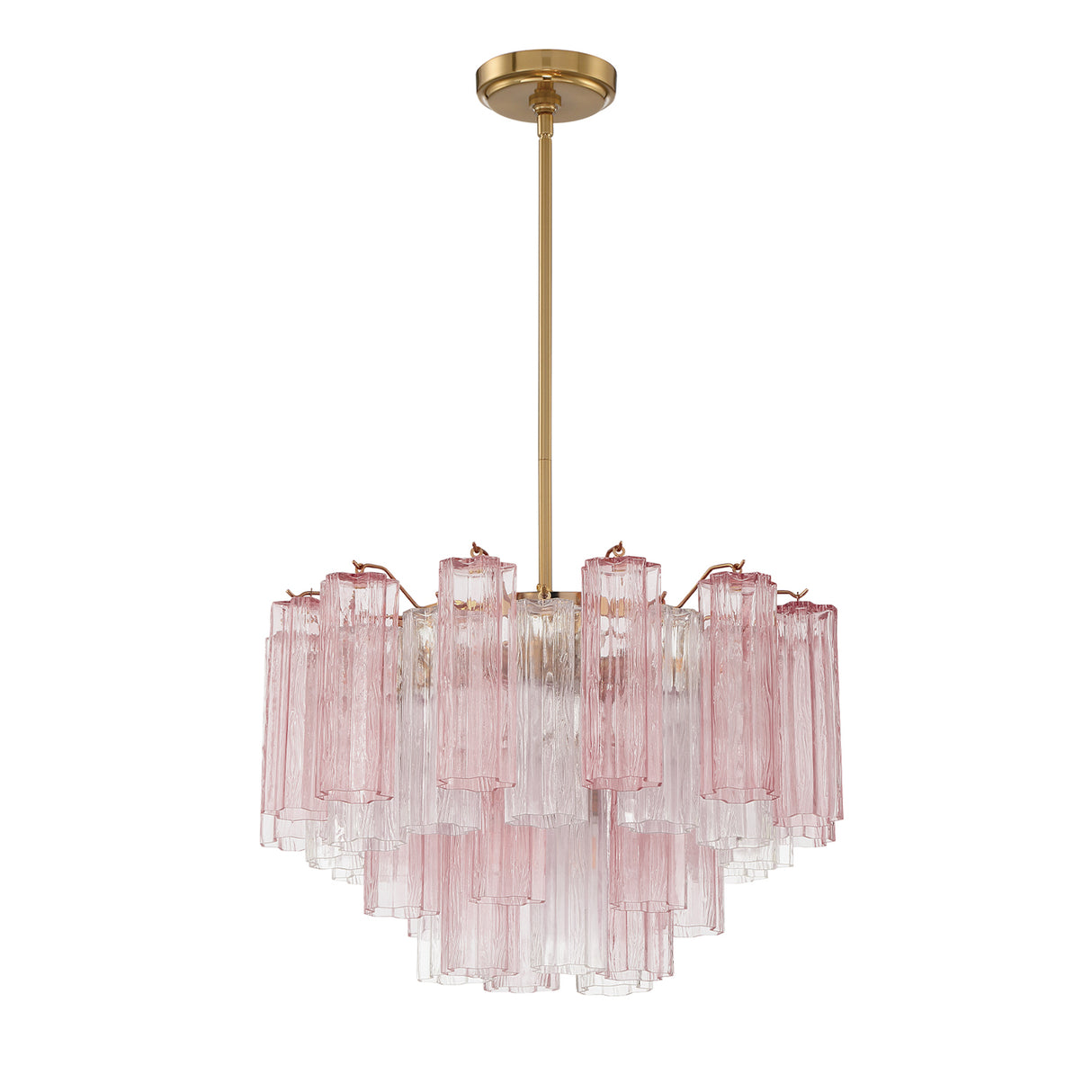 Grace 9 Light Chandelier 22", Brass with Blush Glass