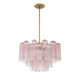 Grace 9 Light Chandelier 22", Brass with Blush Glass