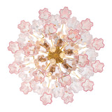 Grace 9 Light Chandelier 22", Brass with Blush Glass