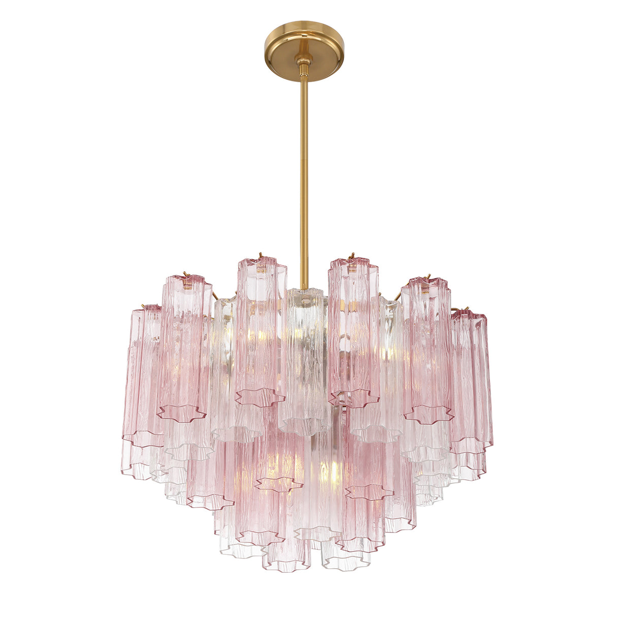 Grace 9 Light Chandelier 22", Brass with Blush Glass