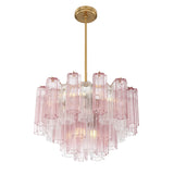 Grace 9 Light Chandelier 22", Brass with Blush Glass