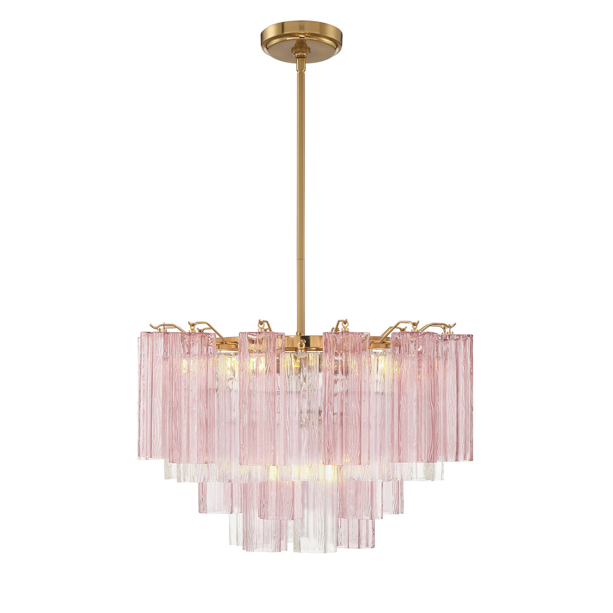 Grace 9 Light Chandelier 22", Brass with Blush Glass