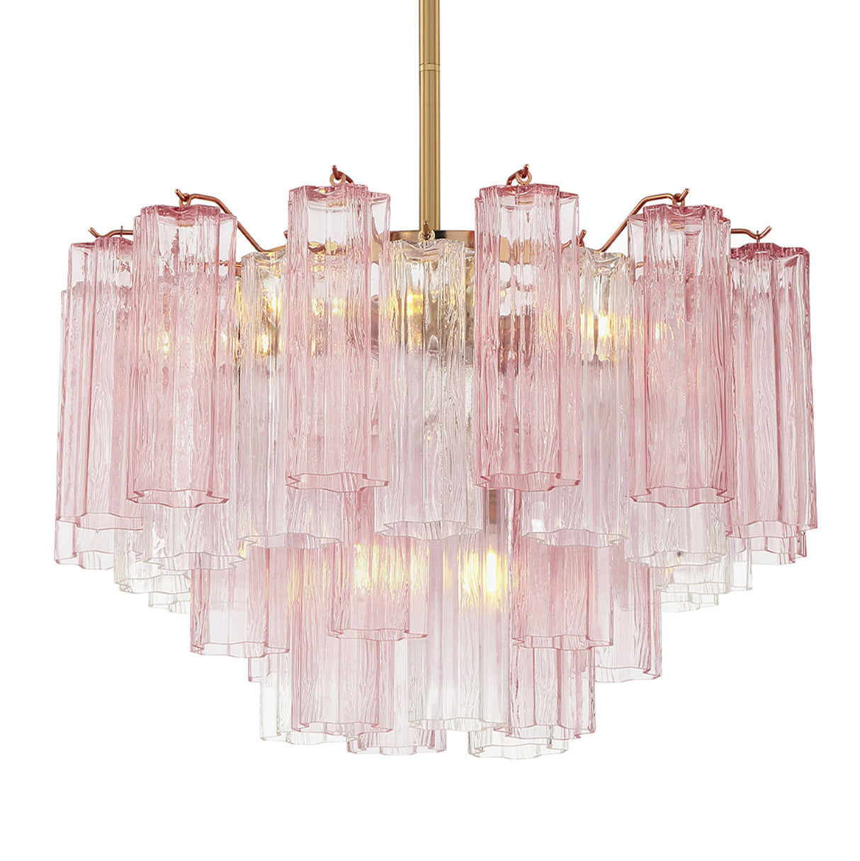 Grace 9 Light Chandelier 22", Brass with Blush Glass