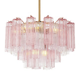 Grace 9 Light Chandelier 22", Brass with Blush Glass