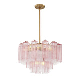 Grace 9 Light Chandelier 22", Brass with Blush Glass