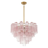 Grace 12 Light Chandelier 27", Brass with Blush Glass