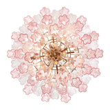 Grace 12 Light Chandelier 27", Brass with Blush Glass