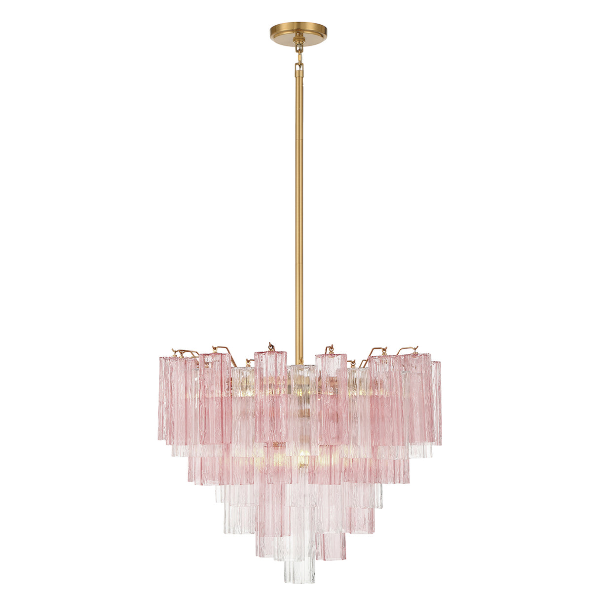Grace 12 Light Chandelier 27", Brass with Blush Glass
