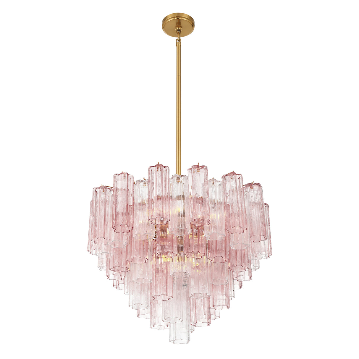 Grace 12 Light Chandelier 27", Brass with Blush Glass