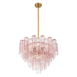 Grace 12 Light Chandelier 27", Brass with Blush Glass