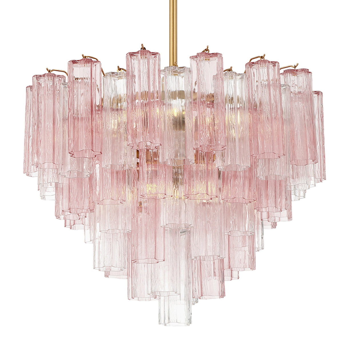Grace 12 Light Chandelier 27", Brass with Blush Glass