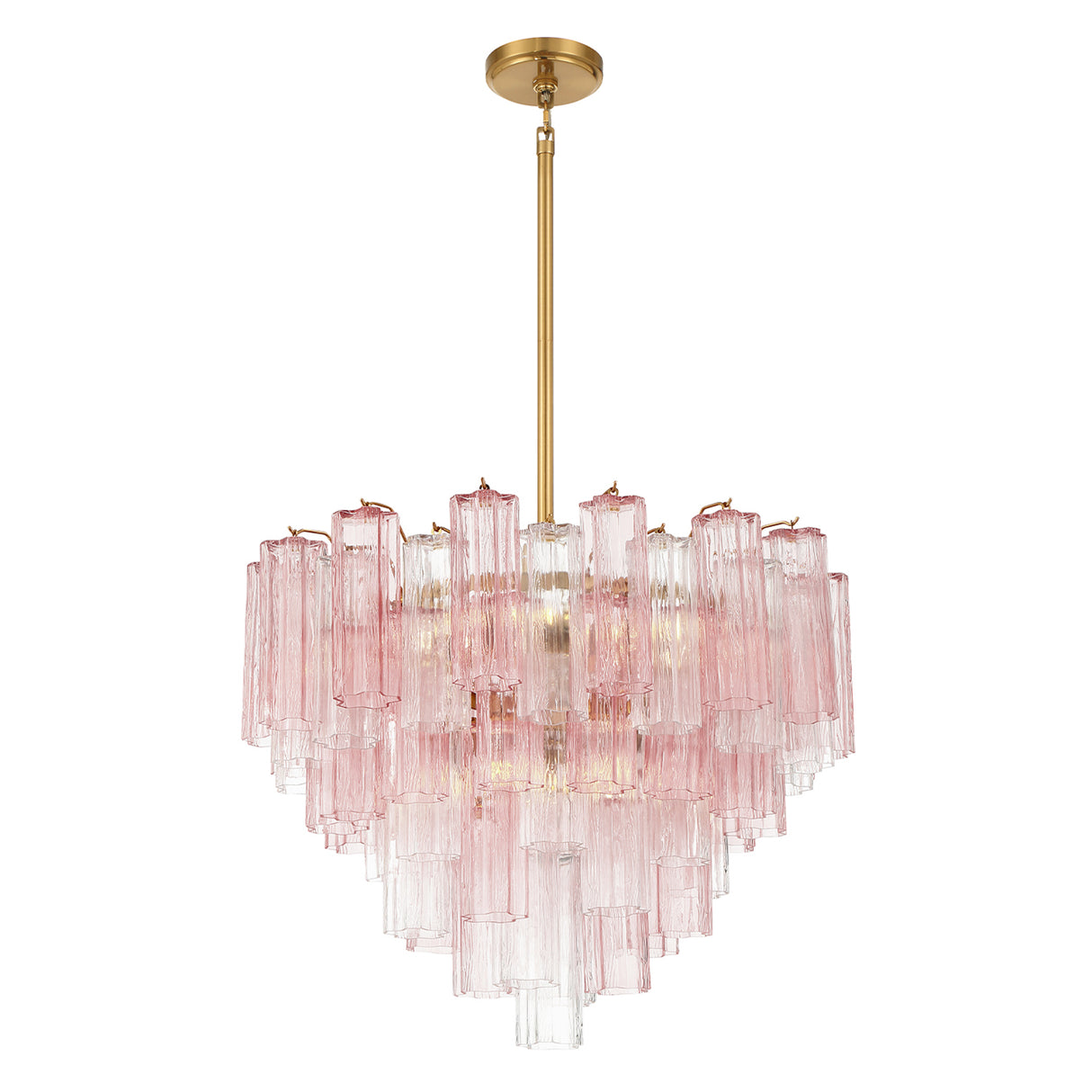 Grace 12 Light Chandelier 27", Brass with Blush Glass