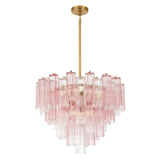 Grace 12 Light Chandelier 27", Brass with Blush Glass