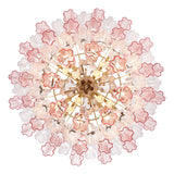 Grace 16 Light Chandelier 32", Brass with Blush Glass