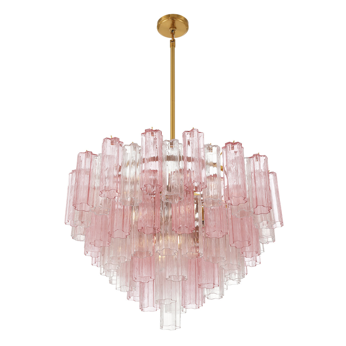 Grace 16 Light Chandelier 32", Brass with Blush Glass