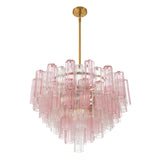 Grace 16 Light Chandelier 32", Brass with Blush Glass