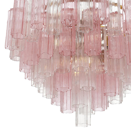 Grace 16 Light Chandelier 32", Brass with Blush Glass