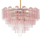 Grace 16 Light Chandelier 32", Brass with Blush Glass