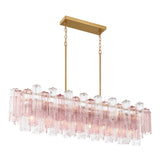 Grace Linear Chandelier 52", Brass with Blush Glass