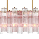 Grace Linear Chandelier 52", Brass with Blush Glass