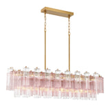 Grace Linear Chandelier 52", Brass with Blush Glass