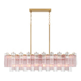 Grace Linear Chandelier 52", Brass with Blush Glass