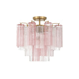 Grace Semi-Flush 18", Brass with Blush Glass