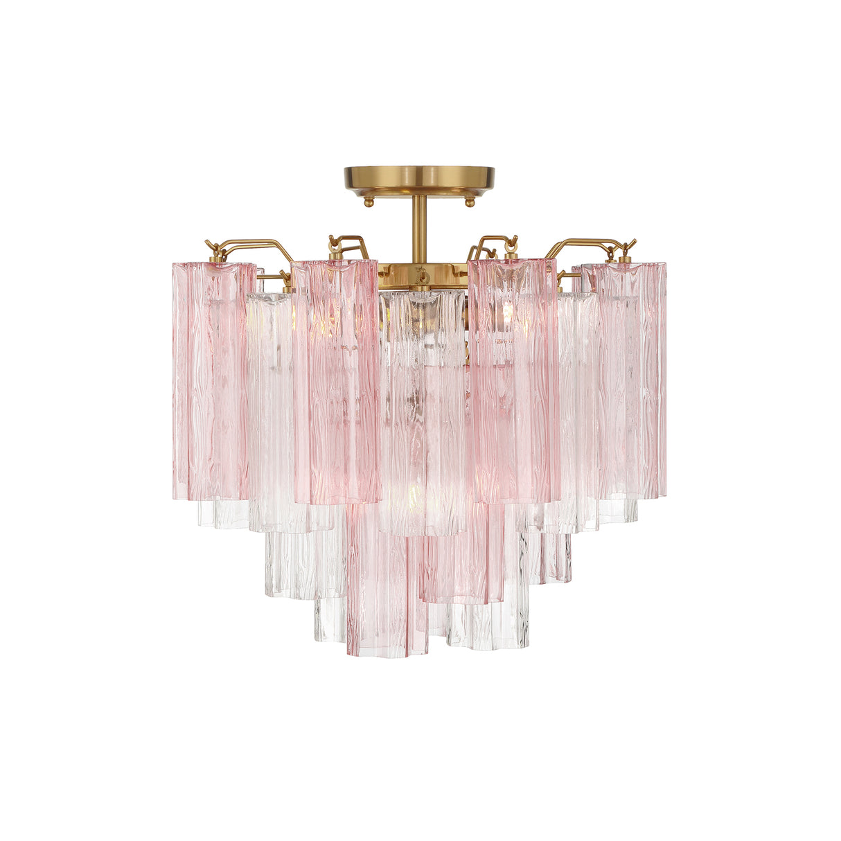 Grace Semi-Flush 18", Brass with Blush Glass