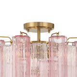 Grace Semi-Flush 18", Brass with Blush Glass