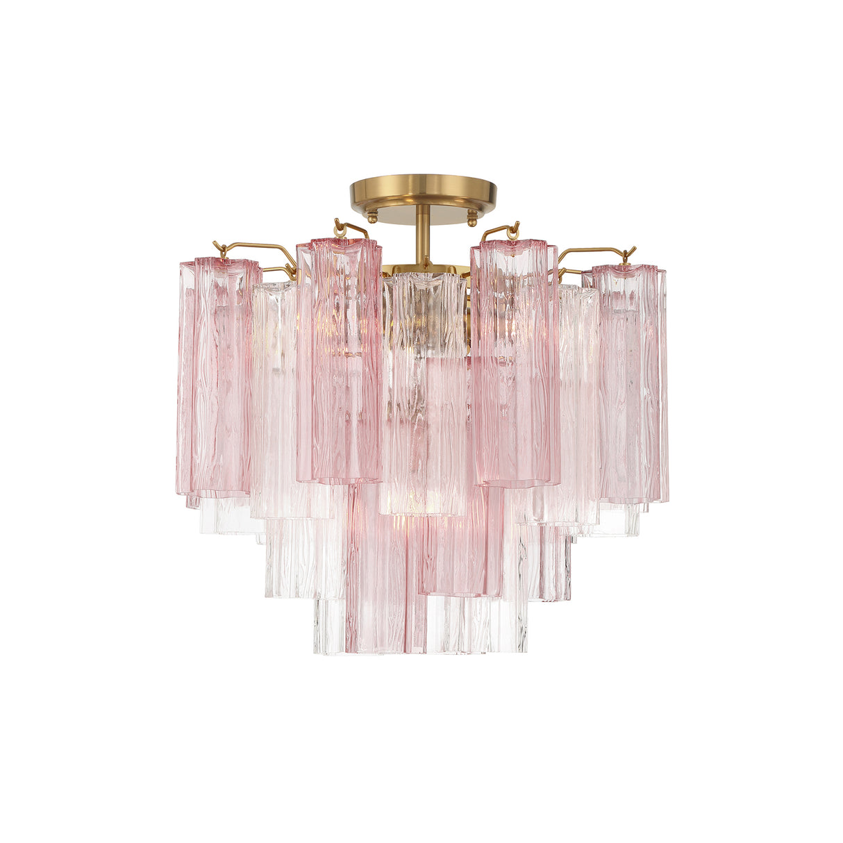 Grace Semi-Flush 18", Brass with Blush Glass