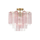 Grace Semi-Flush 18", Brass with Blush Glass