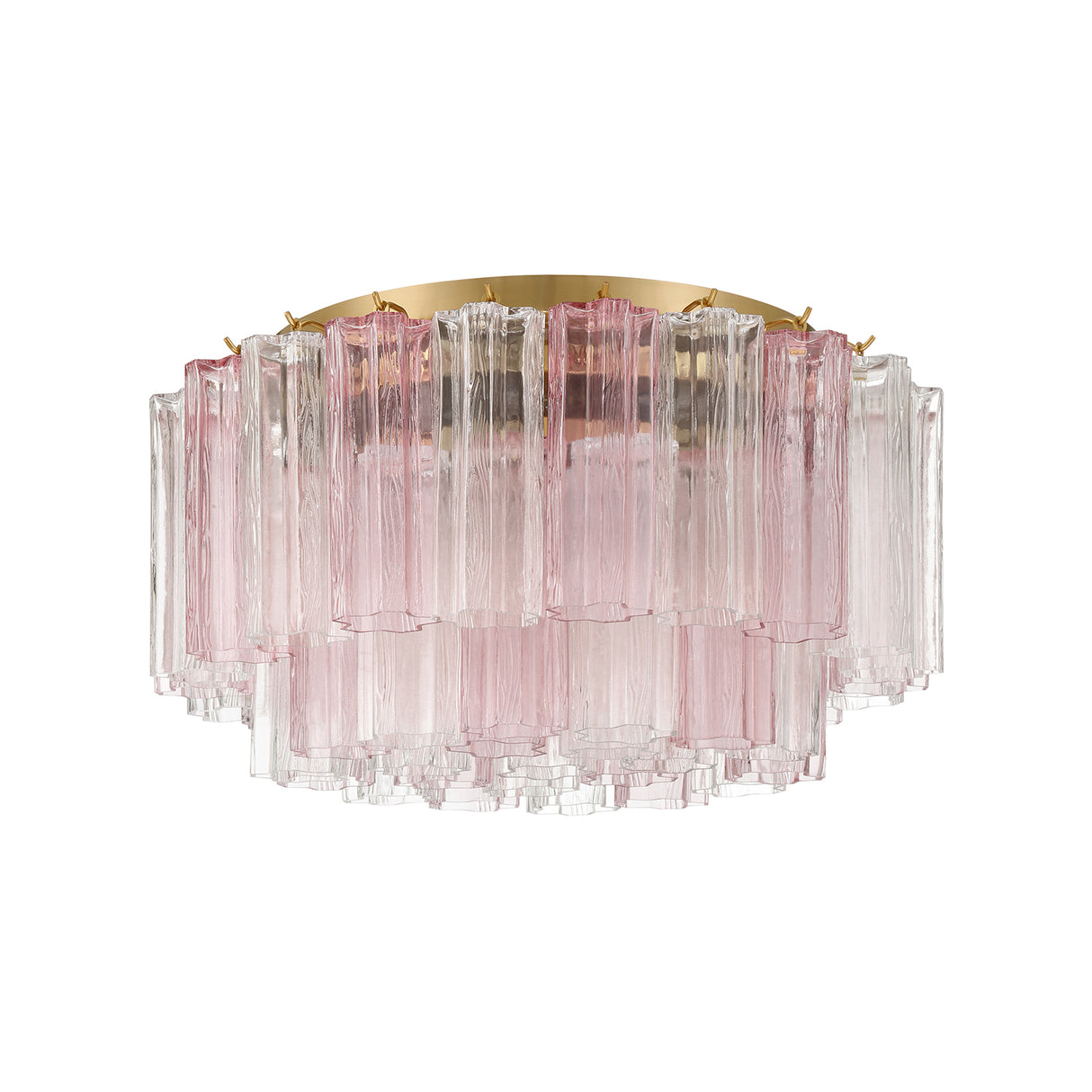 Grace Flush Mount 22", Brass with Blush Glass