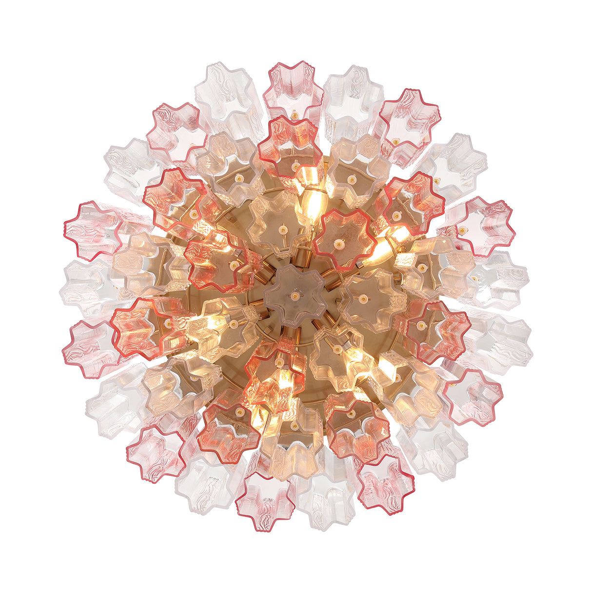 Grace Flush Mount 22", Brass with Blush Glass