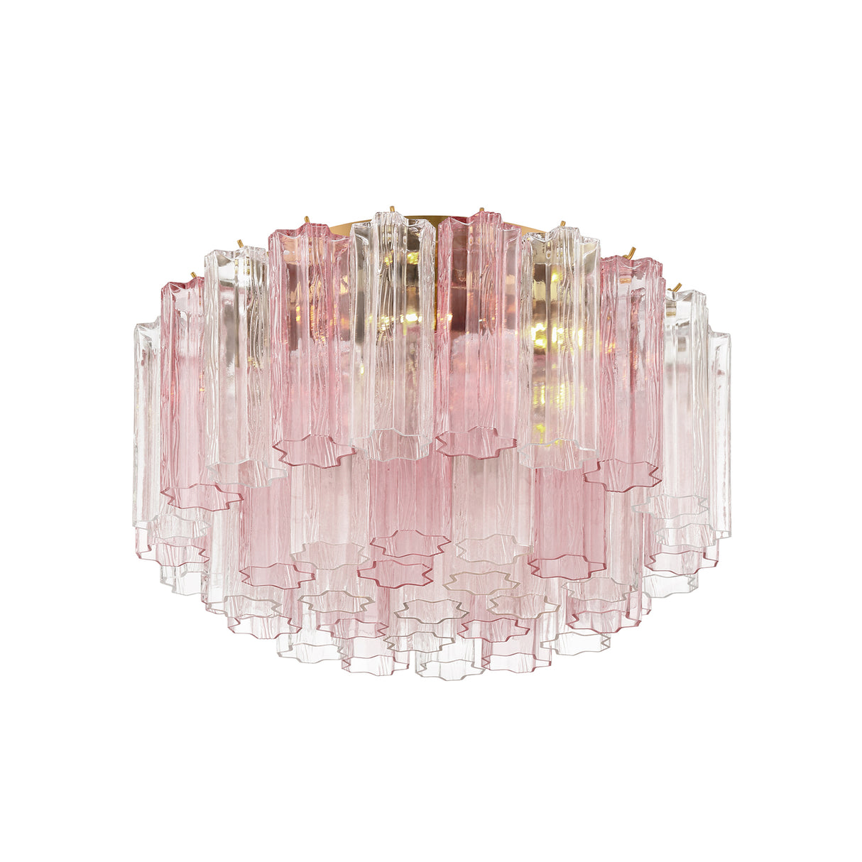 Grace Flush Mount 22", Brass with Blush Glass