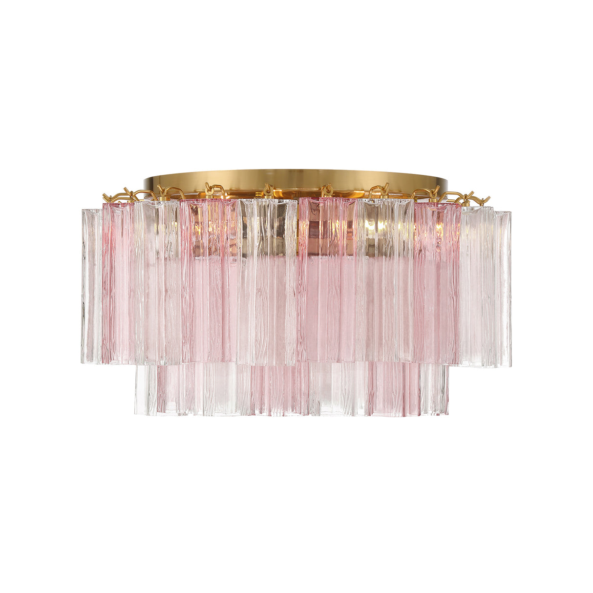 Grace Flush Mount 22", Brass with Blush Glass