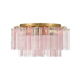 Grace Flush Mount 22", Brass with Blush Glass