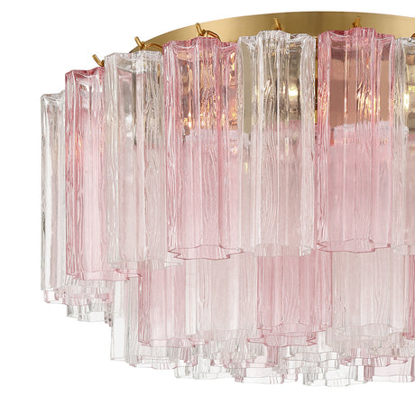 Grace Flush Mount 22", Brass with Blush Glass