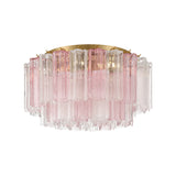 Grace Flush Mount 22", Brass with Blush Glass
